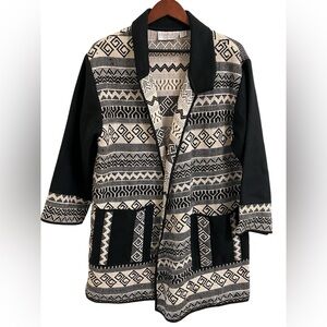 Vintage 90s y2k Passports Pier One Cardigan Lagenlook Bohemian Aztec Art to Wear